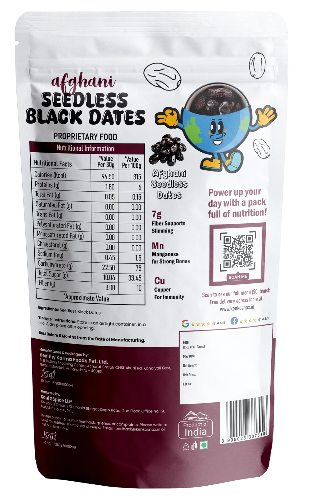 Afghani Seedless Black Dates