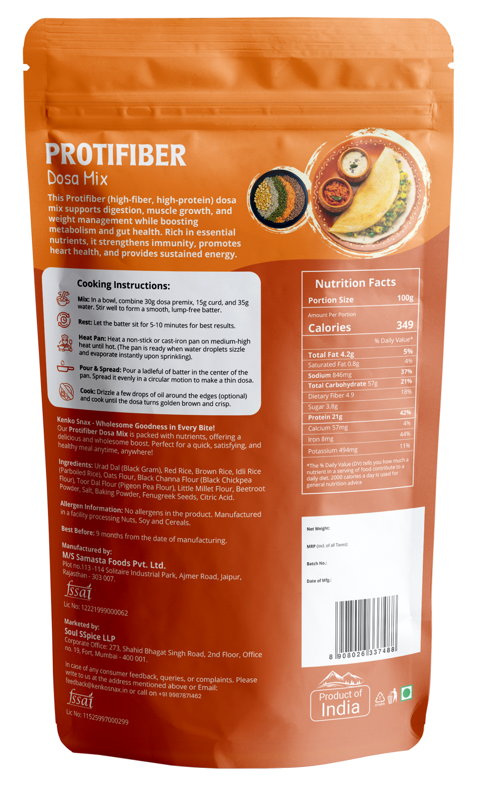High Fiber High Protein Dosa Mix