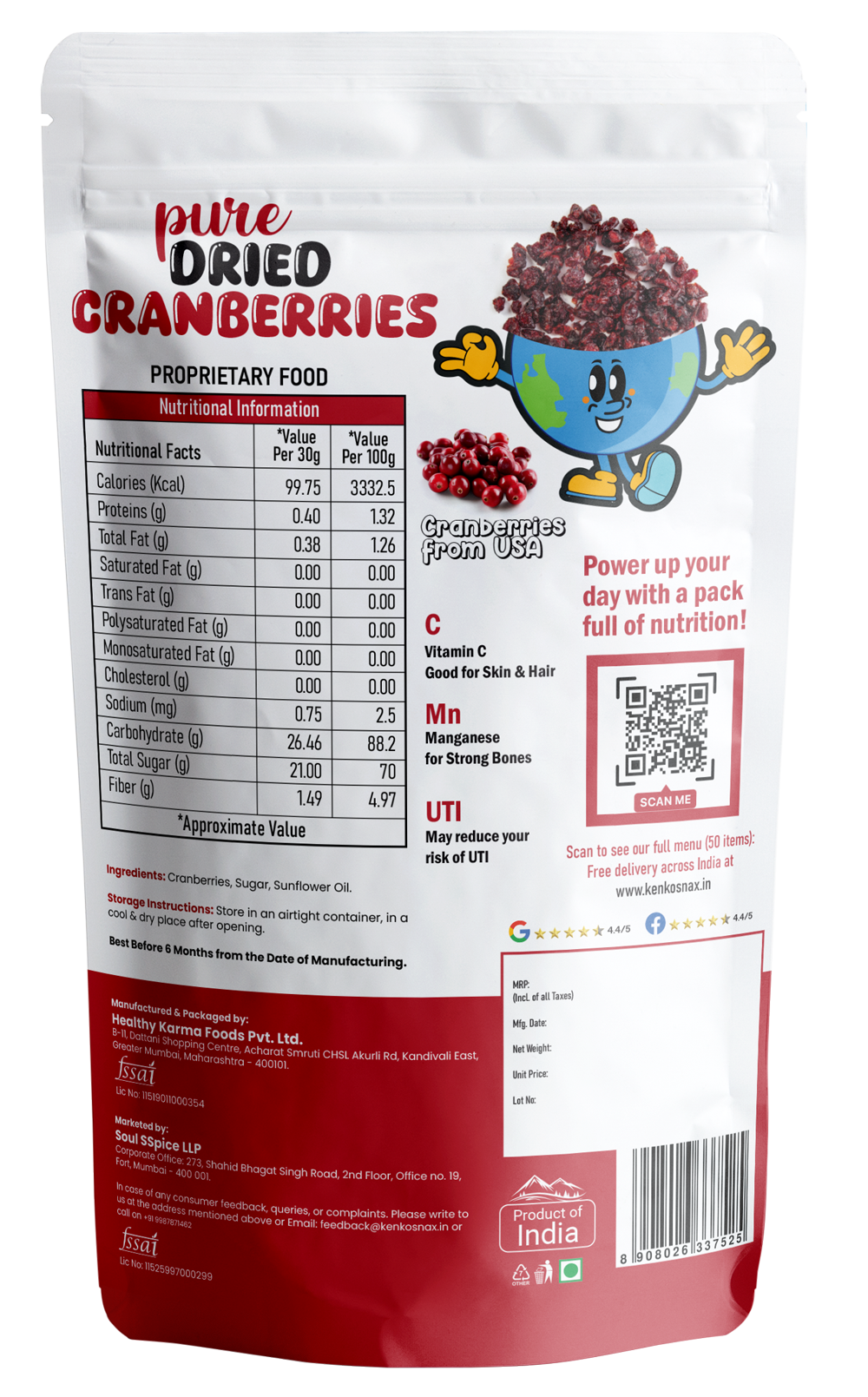 Pure Dried Cranberries