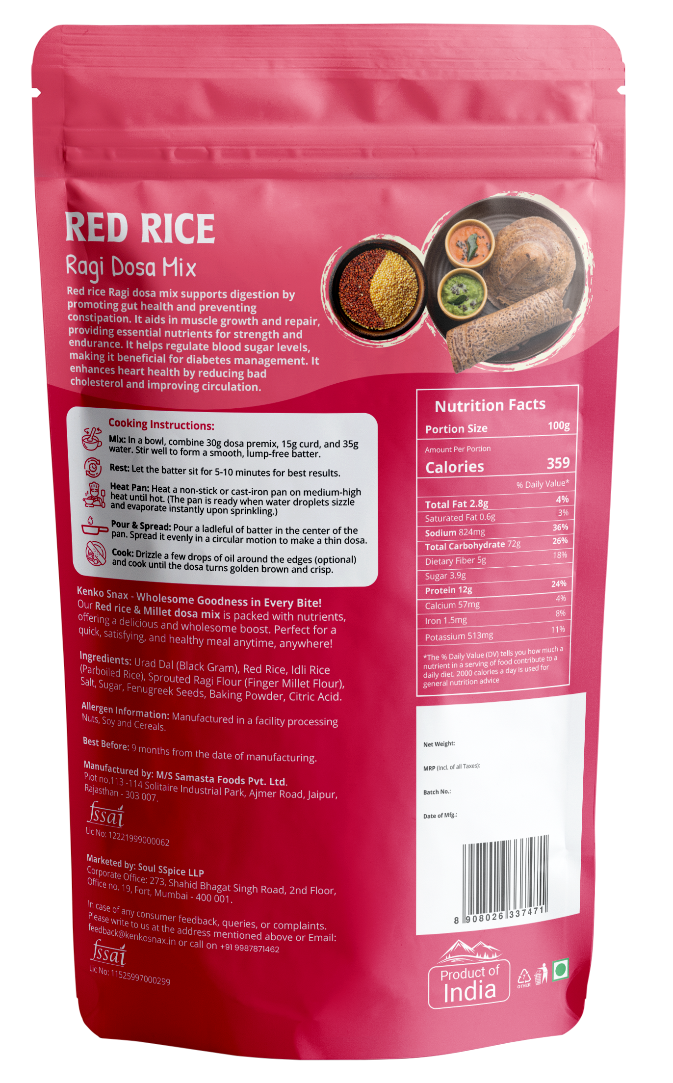 Red Rice & Millet Dosa Mix
